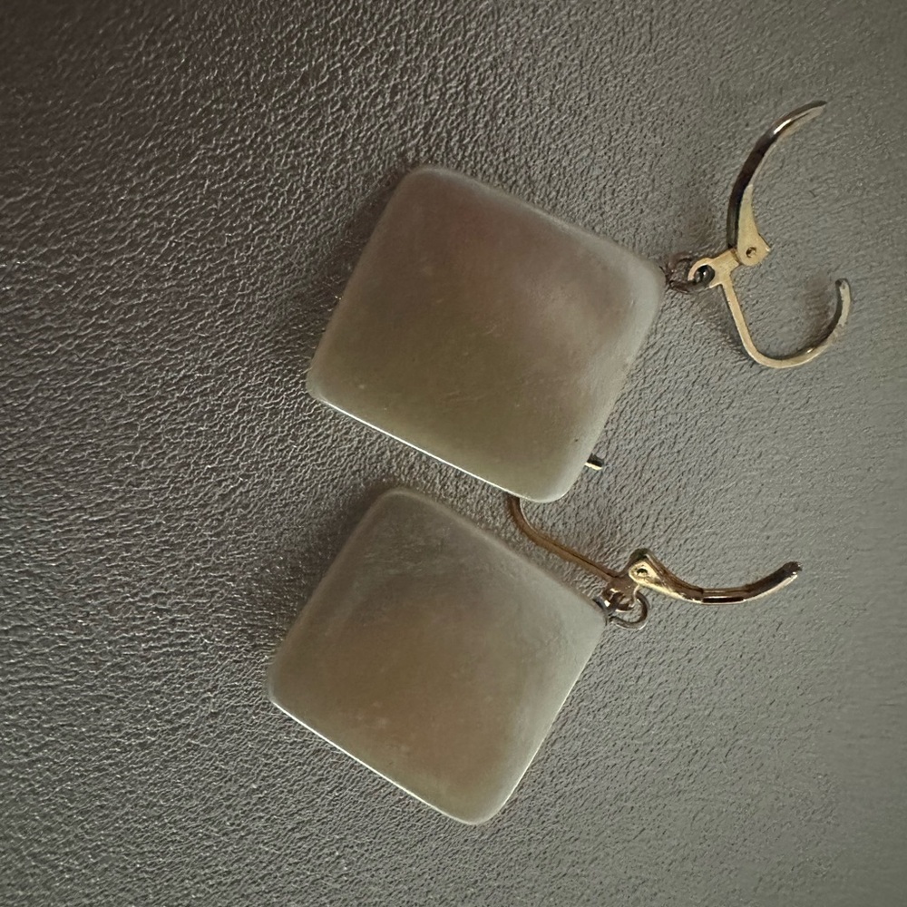 Gold And Cream Geometric Earrings Minimalist Design 12$